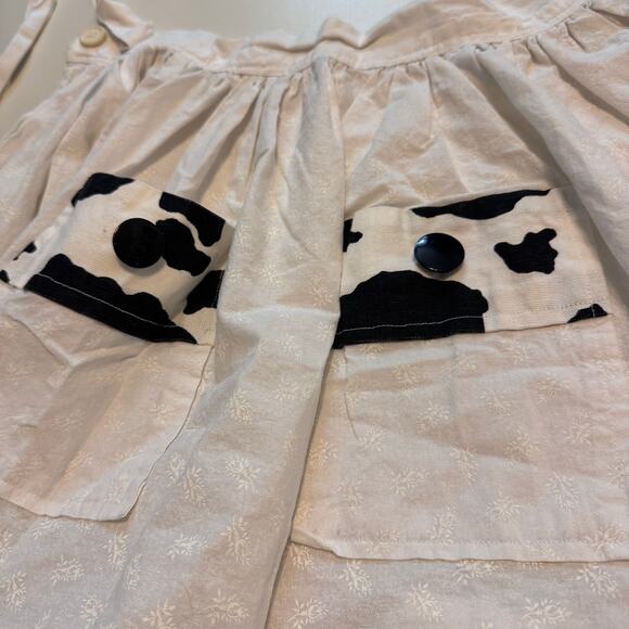 VTG Handmade Cow Print Maxi Wrap Tie Lace Skirt Apron Milkmaid Farmer Cottage - Picture 4 of 6